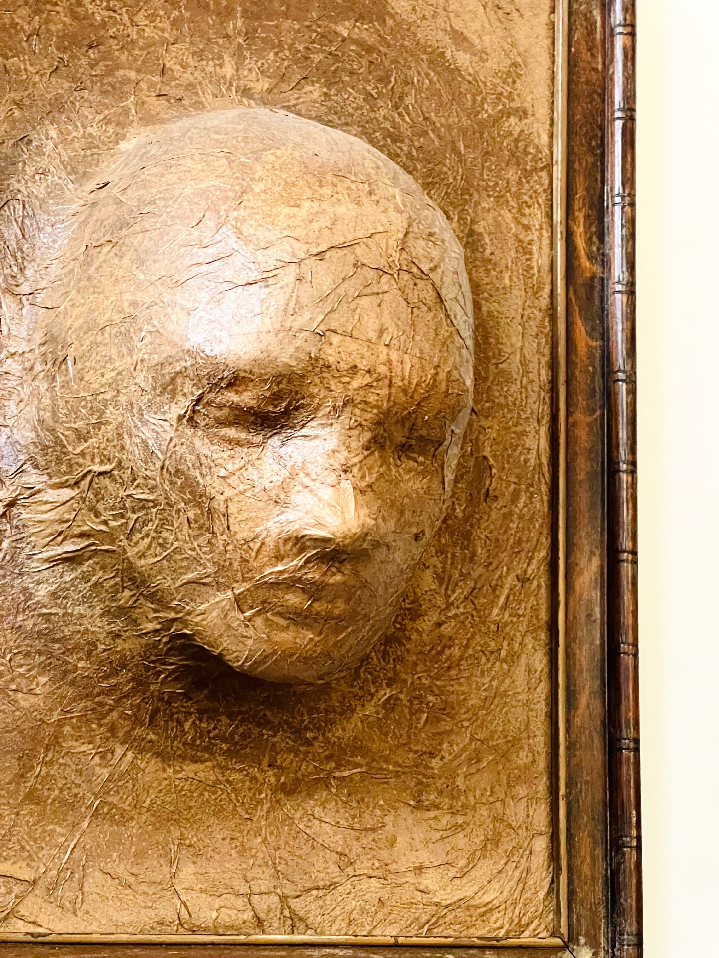 Paper Mache New Orleans Funeral Mask - Wood Frame (Vintage)
