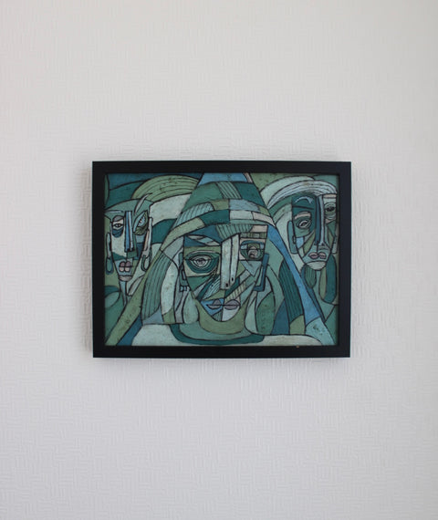 Angela Dickerson Hidden Faces Original Framed Artwork