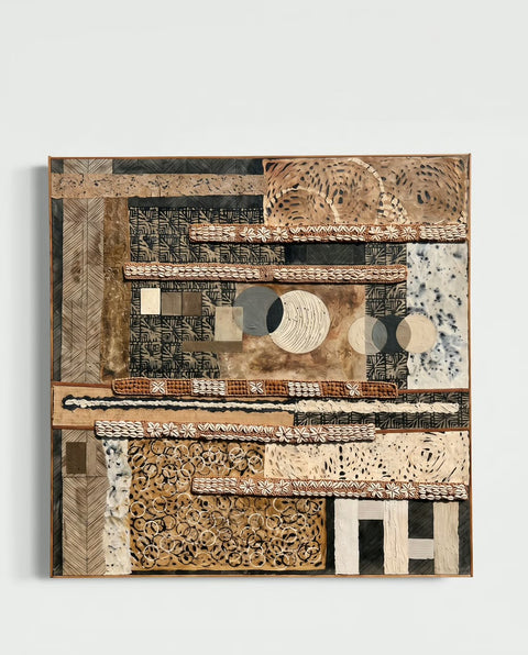 “Ivory Coast” Mixed Media Natural Framed Abstract