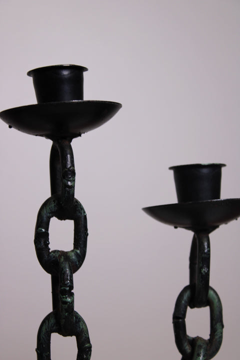 Black Chain Link Three Arm Candelabra