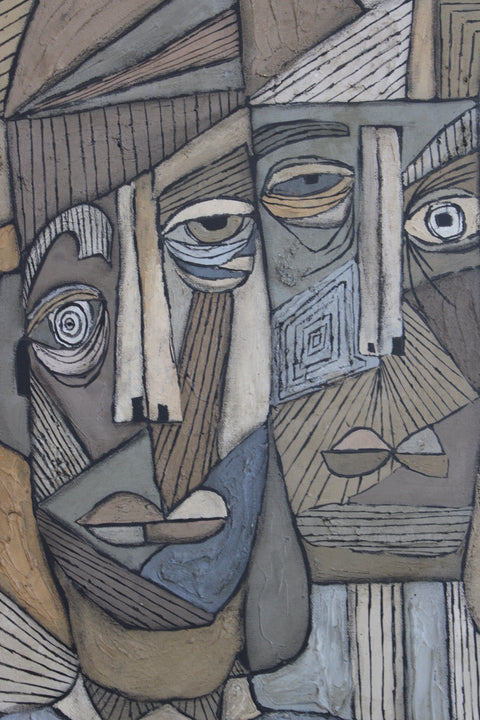 Angela Dickerson Neutral Pair Original Framed Artwork