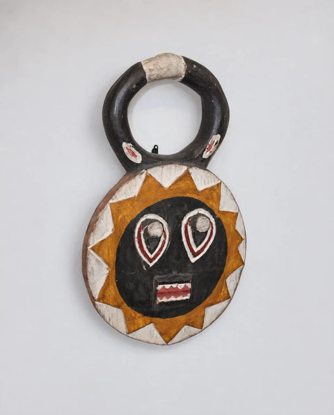 Painted Wood Sunburst Face Mask Wall Decor