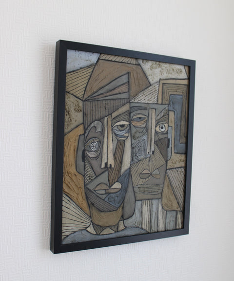 Angela Dickerson Neutral Pair Original Framed Artwork