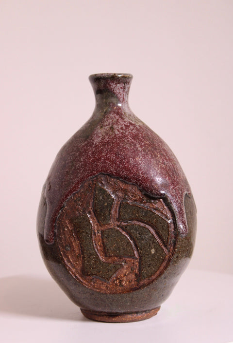 Vintage Maroon Studio Pottery Bud Vase | Handmade Ceramic Vase
