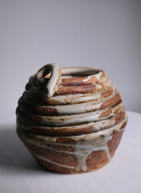 Vintage Coil Brown and Cream Glaze  Studio Pot