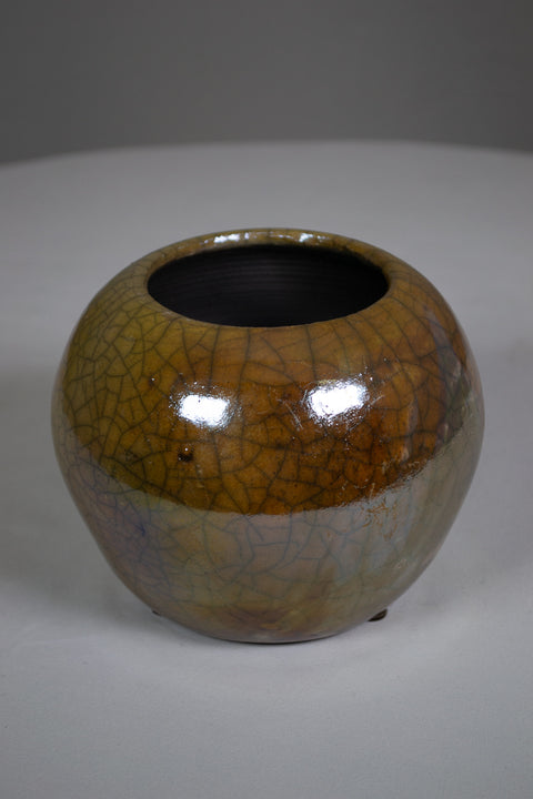 Vintage “MJA” Gold/Brown Raku Studio Pot