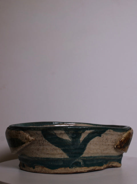Organic Blue Botanical Studio Pottery Dish