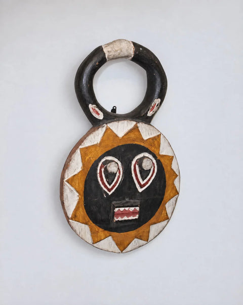 Painted Wood Sunburst Face Mask Wall Decor