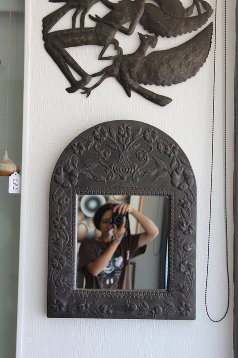 Carved metal Wood Arched Wall Mirror