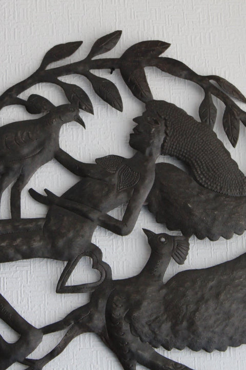 Metal Birds on Branch Wall Sculpture