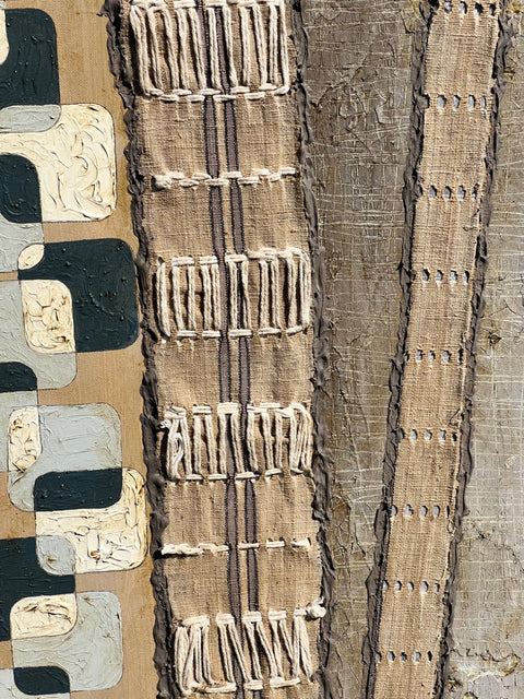 “Interwoven Empire” Mixed Media Wood Frame Abstract
