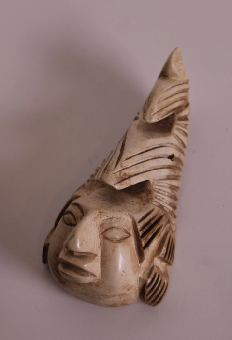 Carved Cream Face Sculpture