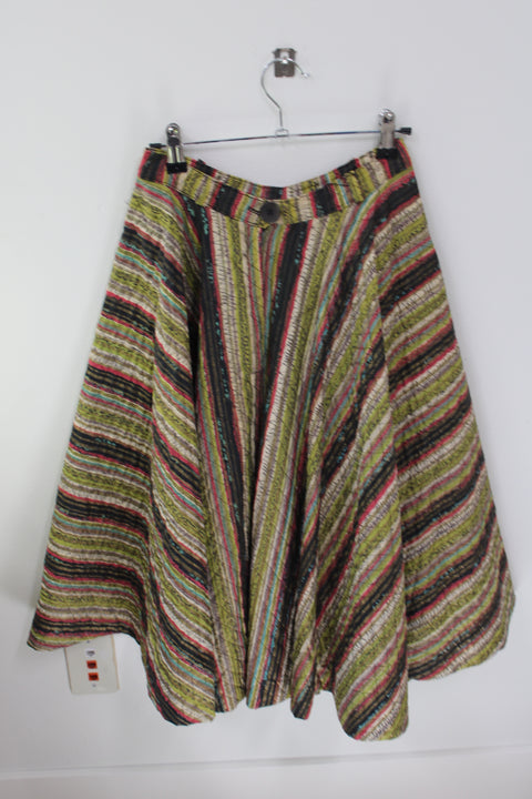 Vintage Multicolor Striped Full Skirt