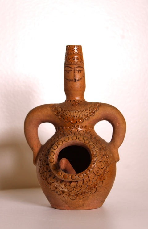 Terracotta Figure Vessel with Handles