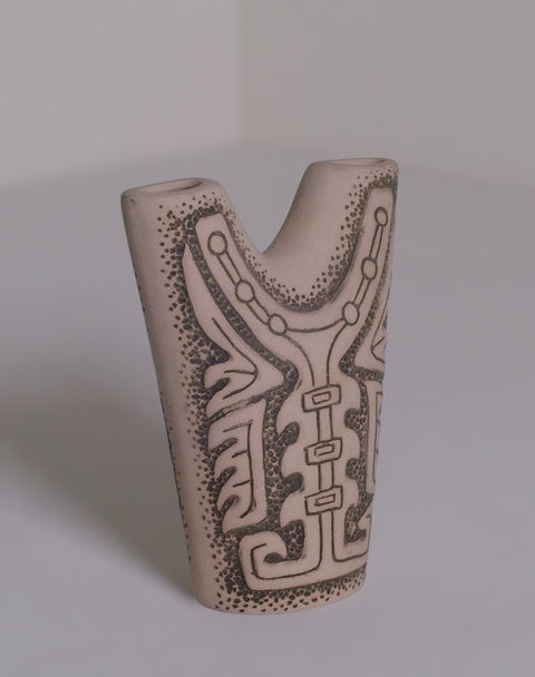 Double Cylinder Tribal Ceramic Vase