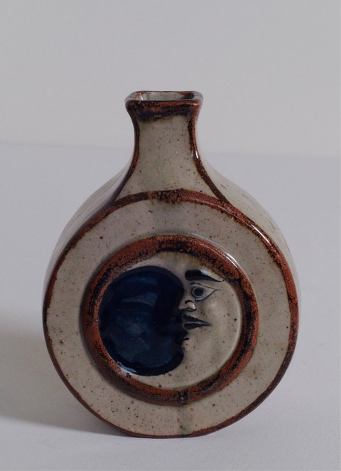 “Jorge Wilmot” Tonalá Vintage Pottery Vase – Sun & Moon Double-Sided Mexican Stoneware