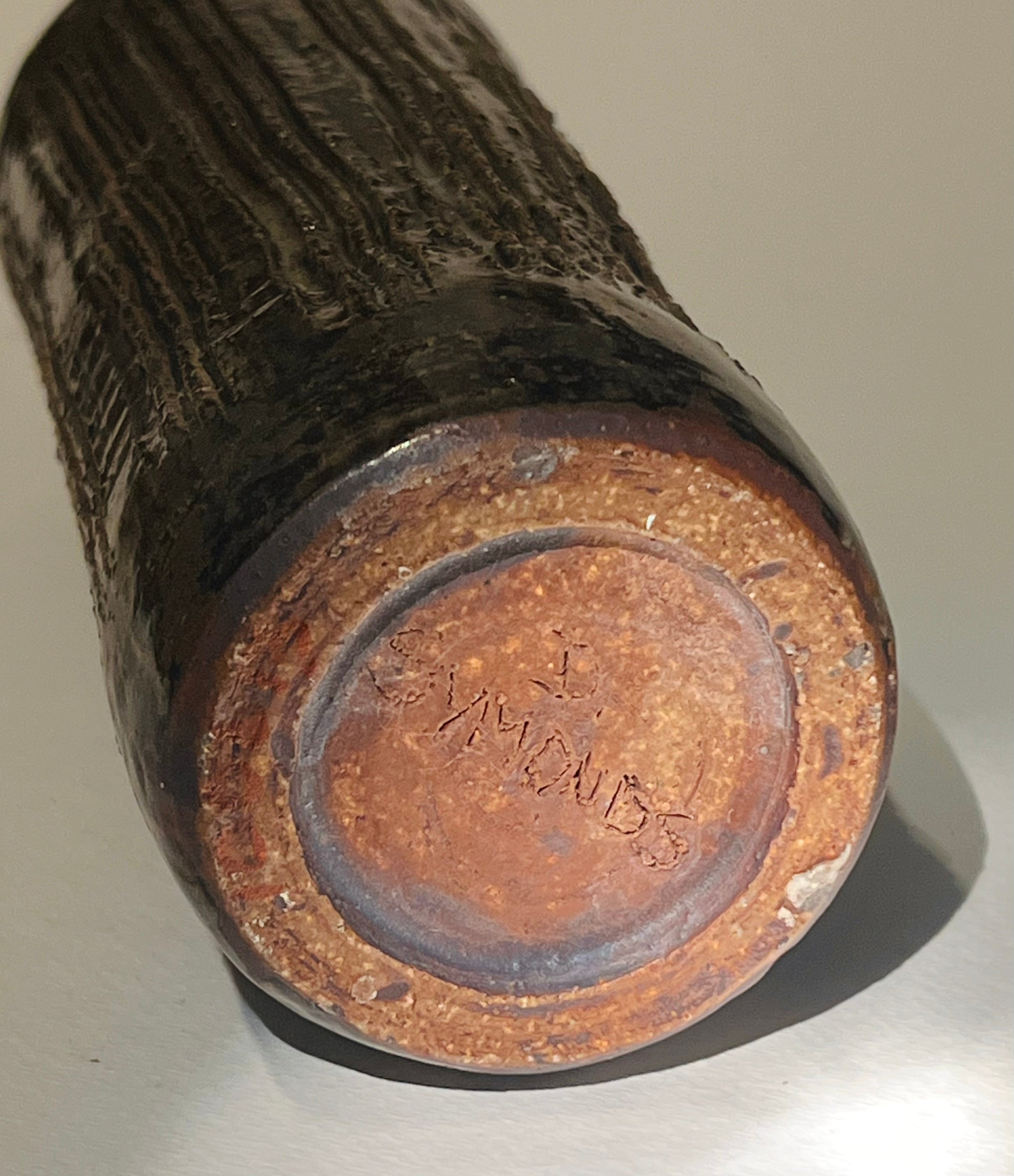 Etched Brown Tall Studio Vase (Vintage)