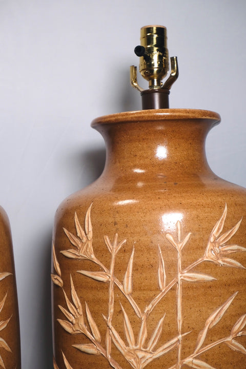 Pair of MCM Stoneware Warm Table Lamps