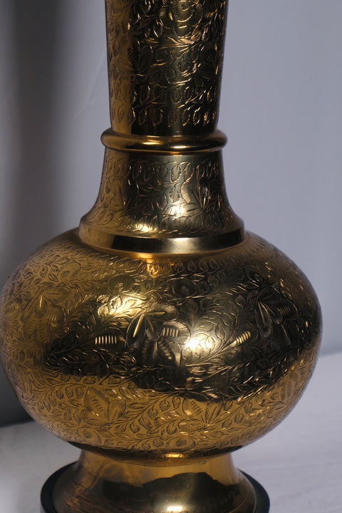 Vintage Tall Moorish Polished Brass Decorative Lamp