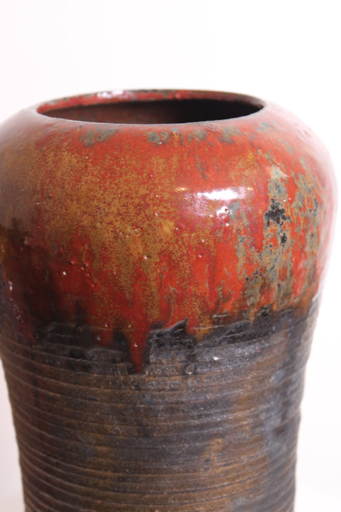 Tall Oxblood Studio Pottery Vase