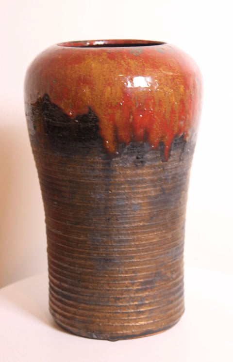 Tall Oxblood Studio Pottery Vase