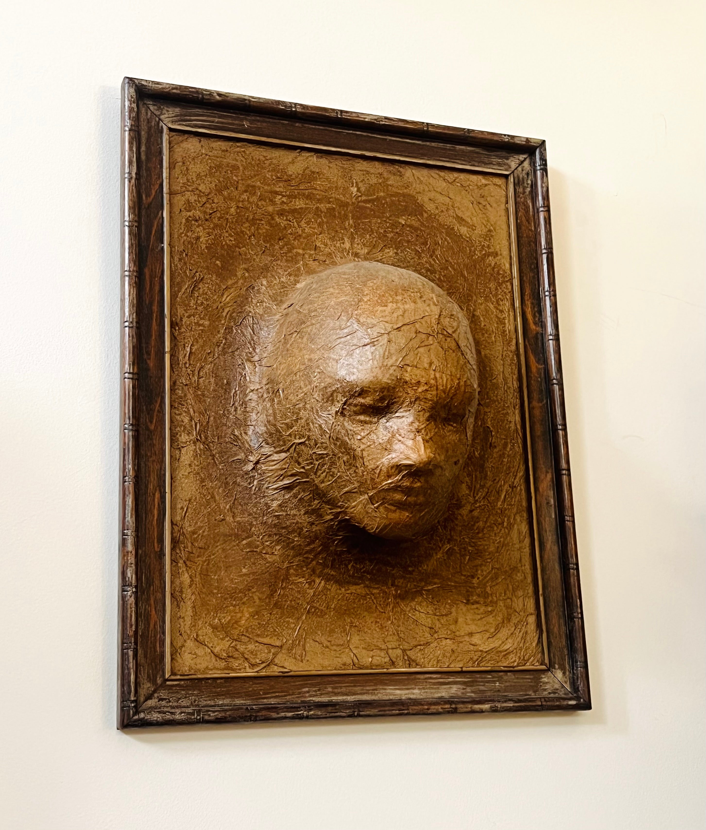 Paper Mache New Orleans Funeral Mask - Wood Frame (Vintage)