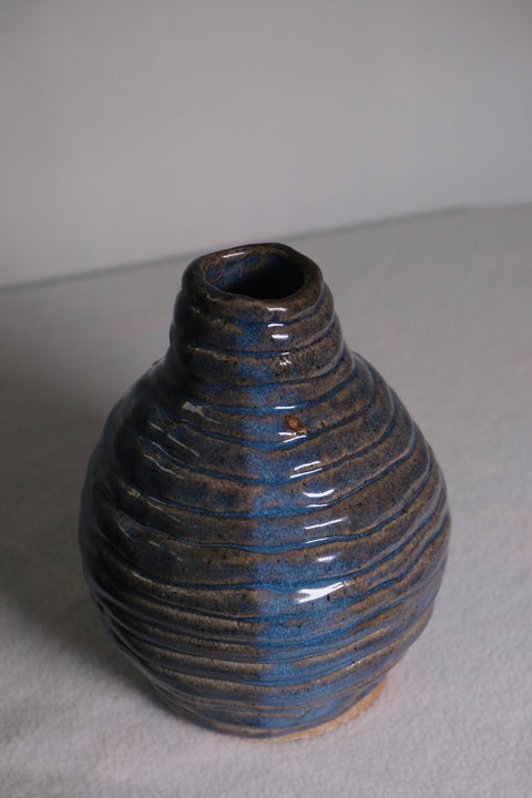 Vintage Blue Coil Bud Vase