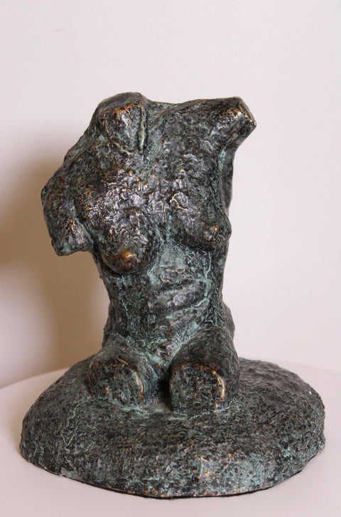 Vintage Brutalist Nude Female Bronze Sculpture Modernist Figurative Art