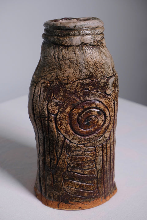 Brutalist Brown Coil MCM Vase
