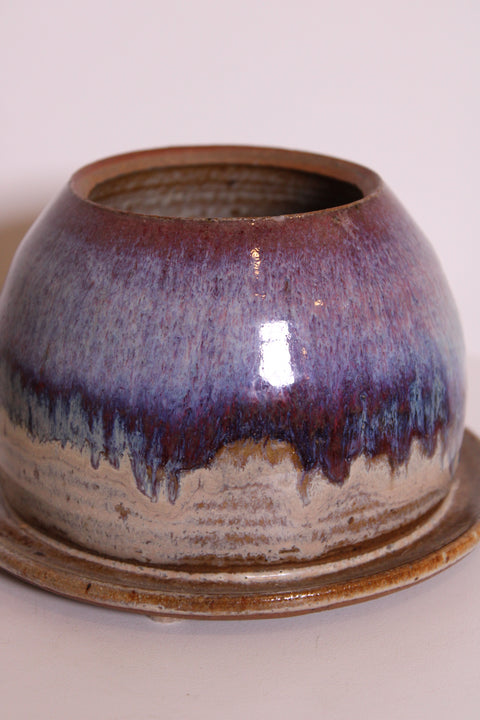 Dorchester Pottery Purple Drip Planter With Saucer