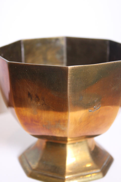Faceted Brass Pedestal Bowl