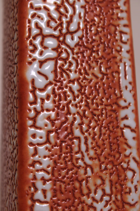 Tall Red Crackle Brutalist Studio Pottery Vase