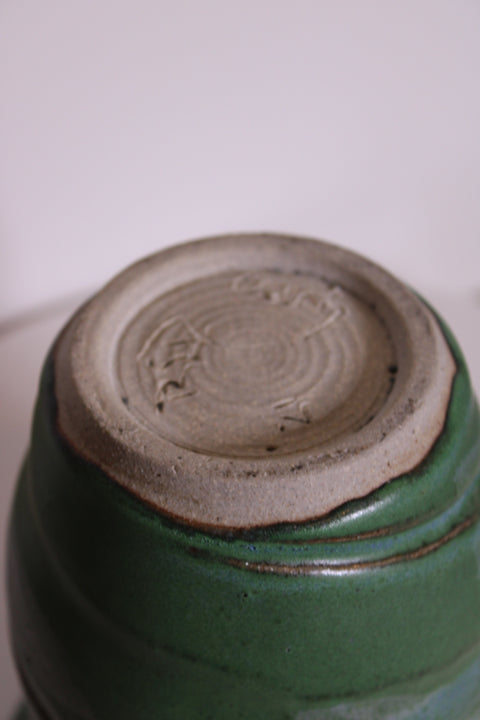 Signed Green Studio Pottery Tumbler | Hand-Thrown Ceramic Cup
