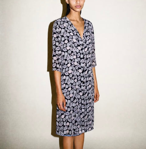 Vintage Black Floral Button-Front Dress — product detail