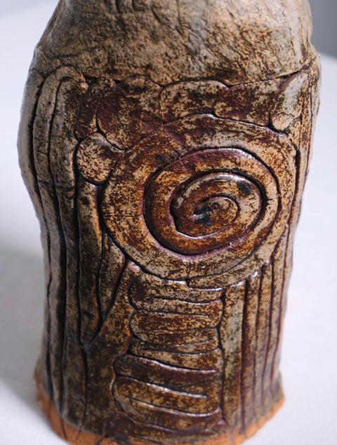 Brutalist Brown Coil MCM Vase