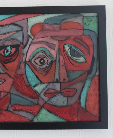 Angela Dickerson Crimson Dialogue Original Framed Artwork