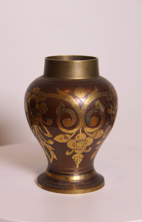 Brass Floral Cachepot Vase