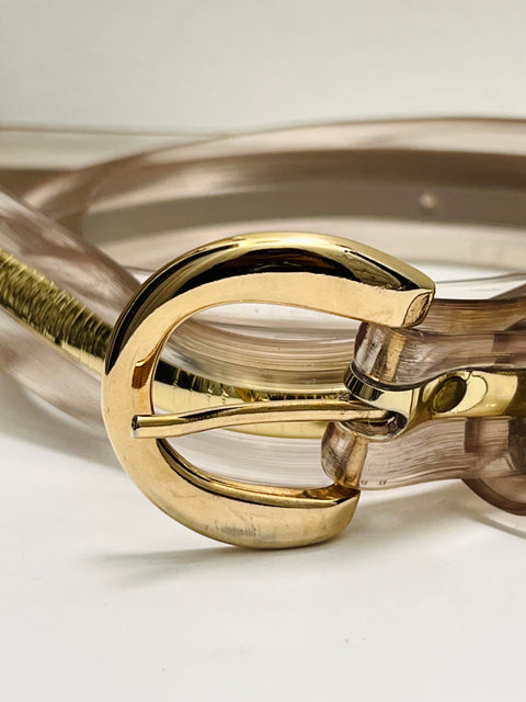 Clear and Gold-Tone Belt with Oval Buckle