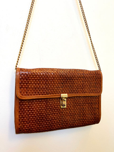 Brown Woven Shoulder Bag in Rodo Style — product detail