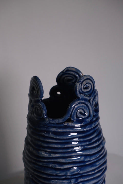 Blue Tall Studio Coil Pot