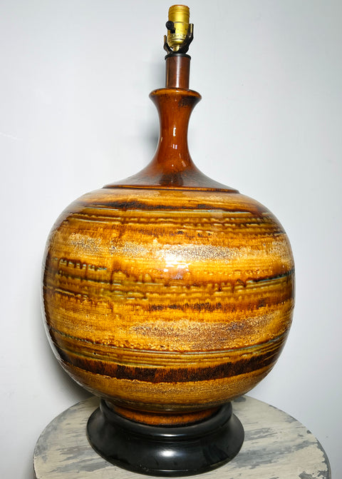 Orange MCM Large Bulbous Drip Table Lamp