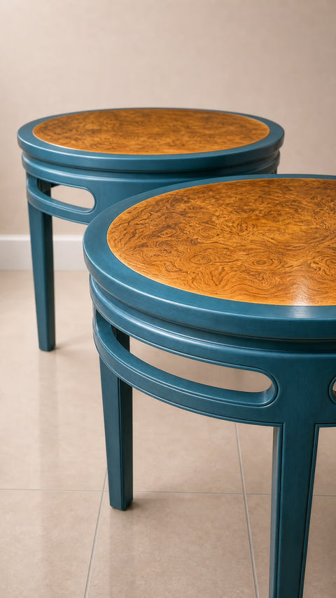 Pair Baker Teal Side Tables
