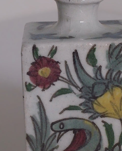 Vintage Mexican Hand-Painted Floral Ceramic Bud Vase