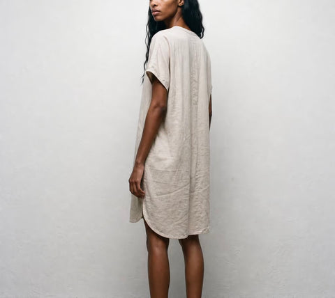 Vintage Beige Button-Front Dress — product detail