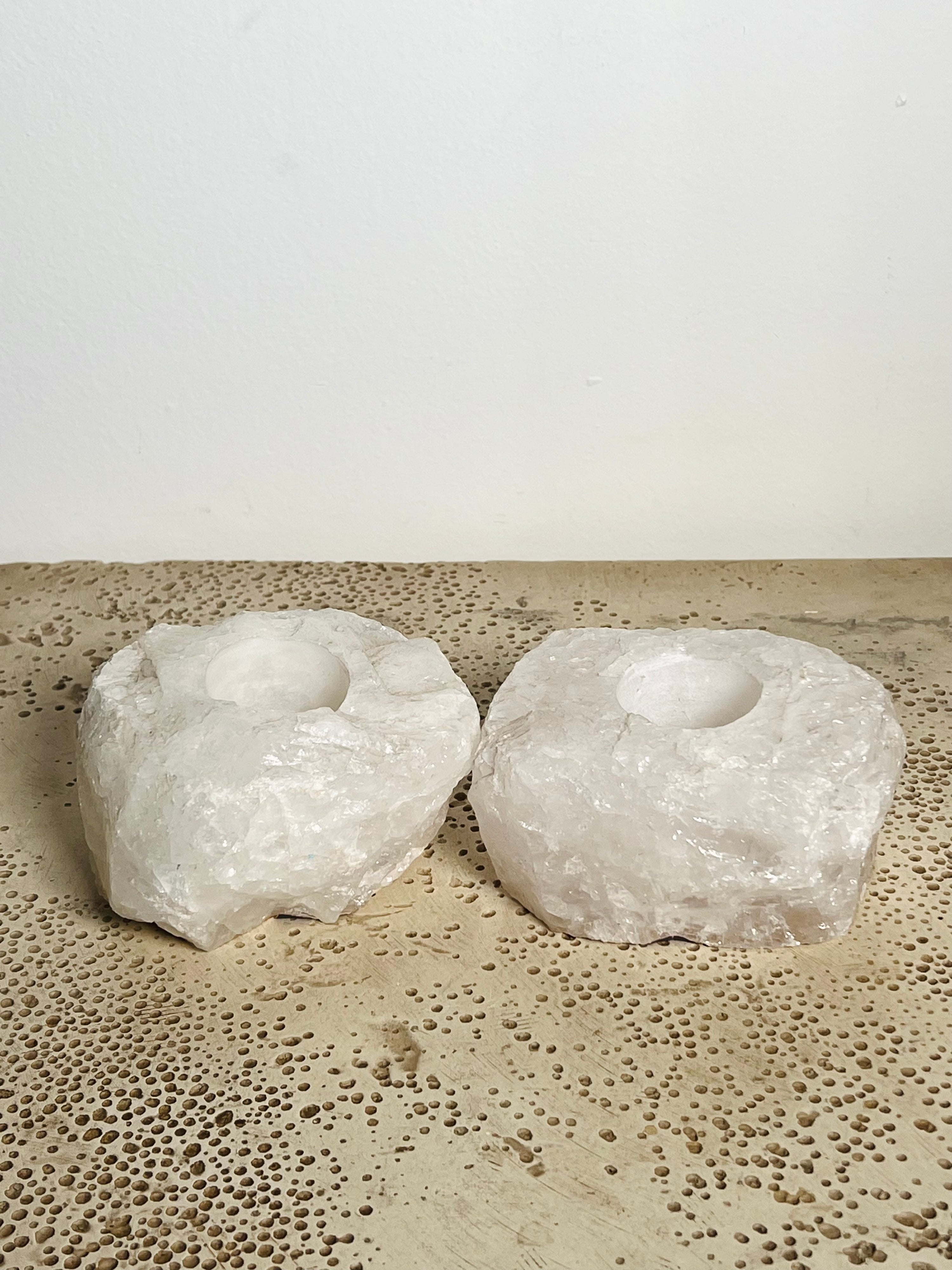 White Quartz Candle Holders