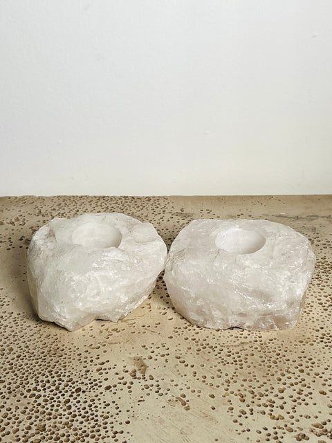 White Quartz Candle Holders