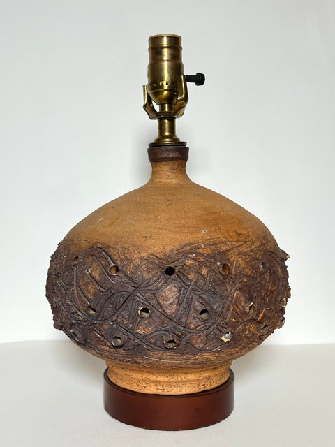 MCM Rough Table Lamp In The Manor Of “Peter Voulkos” (Vintage)