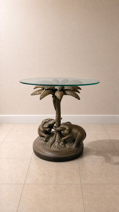 Mid Century Modern Bronze Elephant Side Table