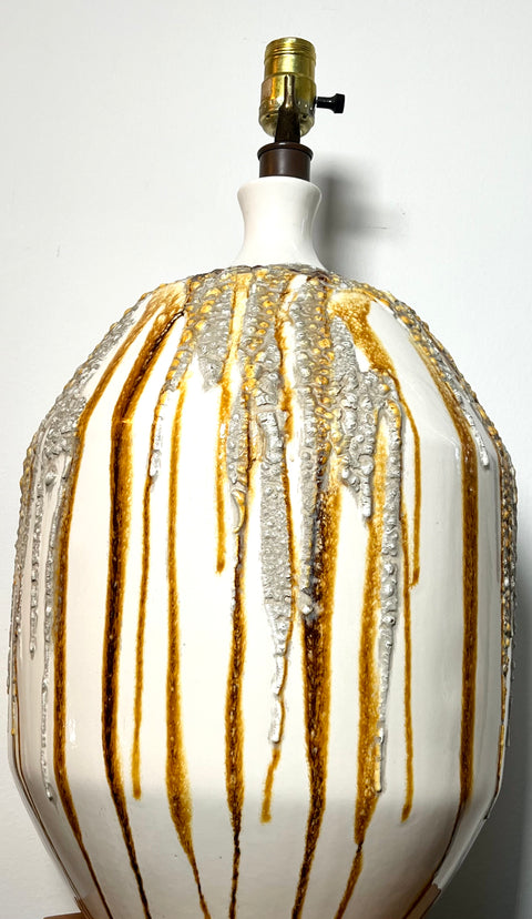 Carmel and Cream Jumbo Mid-Century Modern Table Lamp