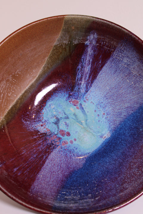 Crystalline Purple Blue Studio Pottery Bowl